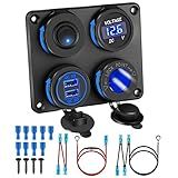 Painel De Soquete De Tomada De Carregador 4 Em 1 Atualizado Tomada De Energia USB QC 3 0 12V E Medidor De Voltímetro De Carro E Soquete De Isqueiro E Interruptor De Botão ON Off Rocker Para Carro Barcos Náuticos RV Caminhão Com Aro 