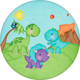 Painel Dinossauro Redondo 50x50 Sublimado Com Elastico