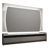 Painel E Rack Com Led Sublime 220 Cinza Off White Gelius Cor Cinza off White