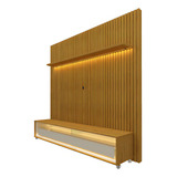 Painel E Rack Ripa Led E Rodízio Nobre 185 Nature Off Gelius Cor Naturale
