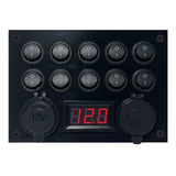 Painel Elétrico 10 Chaves 2 Usb Voltímetro Ônibus Motorhome