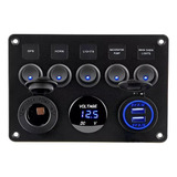 Painel Elétrico 5 Chaves 2 Usb Com Voltímetro Lancha Barco
