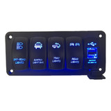 Painel Elétrico Com Usb 4 Botões Led Carro Caminhão Jipe Az