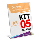 Painel Expositor L Acrílico Da Acrilzano A5 21x15cm Kit 05un