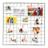 Painel Fotos Memory Board 60x60 Preto Com Prendedores Full Aramado