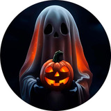 Painel Halloween Festa Fantasma Tecido Luxo Redondo suporte