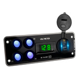 Painel Interruptor 4 Funções Voltímetro Usb Led Verde 12 24v