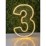 Painel Led Neon Numero Um Acrílico Transparente 60 Cm