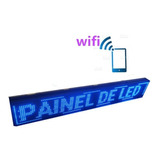 Painel Letreiro Led Digital 130x20 Azul Wifi Indoor
