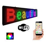 Painel Letreiro Luminoso Led Digital 130x20 Rgb App Wifi Smd