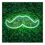 Painel Neon Bigode Moustache Barbearia Iluminação 32 Cm Cor Verde 110/220v