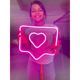 Painel Neon Led Like Instagram Coração Iluminação 30cm
