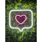 Painel Neon Led Like Instagram Coração Iluminação 30x29cm