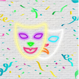 Painel Neon Led Máscaras Carnaval Festa Balada Bloquinho Ins
