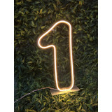 Painel Neon Led Numero Um 1 Instagram Iluminação Branco 40cm
