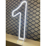 Painel Neon Led Numero Um 1 Instagram Iluminação Branco 50cm