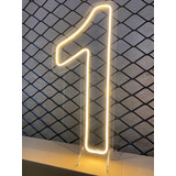 Painel Neon Led Numero Um 1 Instagram Iluminação Branco 50cm
