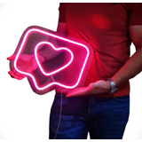 Painel Neon Like Instagram Iluminação Rosa 35cm Com Controle
