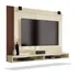 Painel Para Tv Até 50 Polegadas Dijon Ripado Com Prateleira Off White / Naturale