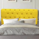 Painel Paris Botão Capitonê 160cm Queen Size Suede Amarelo