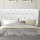 Painel Paris Botão Capitonê 160cm Queen Size Suede Branco