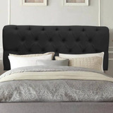 Painel Paris Botão Capitonê 160cm Queen Size Suede Preto