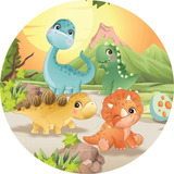 Painel Redondo Dinossauro Baby Sublimado Festa 1 50 X 1 50 