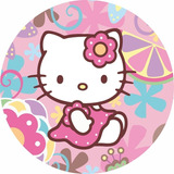 Painel Redondo Hello Kitty 1,50x1,50 Tecido Elástico C/