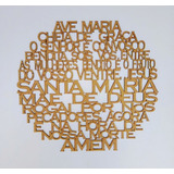 Painel Redondo Oração Ave Maria Vazado 60cm Pintado