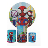 Painel Redondo Spider Chibi 02 Trio De Capa Cilindro
