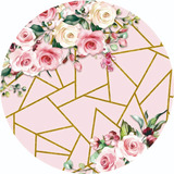 Painel Redondo Sublimado Flores 3d Em Tecido 1 5x1 5m