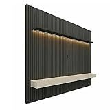 Painel Ripado TV Até 85 Polegadas Com LED 230cm Nobre Gelius Móveis Grafite-Off White