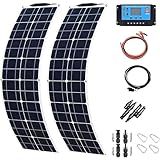Painel Solar Monocristalino De 400w 2x200w Controlador 40a Carregador De Bateria De 12v Furos Pré Perfurados Painel Solar SemiflexíVel 30 Para Rvs Barco Caravana B