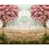 Painel Sublimado Paisagem Flores Rosa Ipê