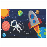 Painel Tecido Sublimado Astronauta 1,50x1,00m Edredom Kids