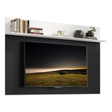 Painel Tv 65 Com Prateleira Amsterdã Plus Multimóveis V3363 Cor Preto branco