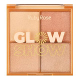 Paleta De Iluminadores De Maquiagem Em Pó Glow Show Ruby Rose Gold Tone