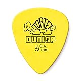 Palheta De Guitarra Amarela Dunlop Tortex Padrão 0 73 Mm Pacote Com 12