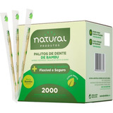 Palito Dente Bambu Sabor Menta Embalado Natural Caixa 2 000