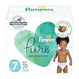 Pampers Fraldas Para Bebês Proteção Pura Tamanho 7 36 Unidades Para Até 100 à Prova De Vazamento Proteção Premium à Base De Plantas