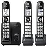 Panasonic Sistema De Telefone Sem Fio Telefone Residencial Expansível Com Bloqueio De Chamadas ID De Chamador Bilíngue E Visor De Alto Contraste 3 Aparelhos KX TGD613B Preto 