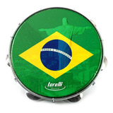Pandeiro 10 Torelli Bandeira Do Brasil Corcovado Amarelo