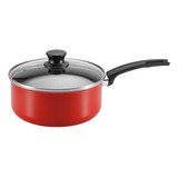 Panela Antiaderente 18cm C Tampa De Vidro Magnific Panelux Cor Vermelho