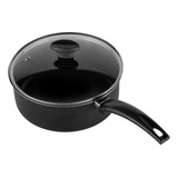 Panela Avulsa Antiaderente Preto 16cm Tampa De Vidro