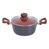 Panela Caçarola Antiaderente Cerâmica 20cm Fundo De Indução Cor Cinza vermelho