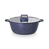 Panela Caçarola Antiaderente Com Tampa Em Vidro 20cm Graniflon Azul Moda Do Chef