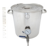 Panela Caldeirão Aço Inox 20 Litros Com Válvula Termômetro E Régua De Nível Para Cerveja Artesanal 20130vtr