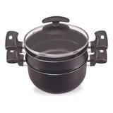 Panela Cozimento A Vapor Legumes Caçarola 3 Em 1 Cor Cereja