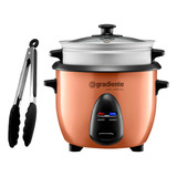 Panela De Arroz Risoteira A Vapor Multiuso Função Cozinhar E Aquecer Gradiente 127v Com Pegador De Alimentos Silicone Inox
