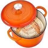 Panela De Forno Holandês De 3 Litros Com Tampa Forno Holandês De Ferro Fundido Esmaltado Redondo De 3 Litros Para Assar Pão Fermentado Panelas Resistentes Para Refogar Ensopados Assar Laranja
